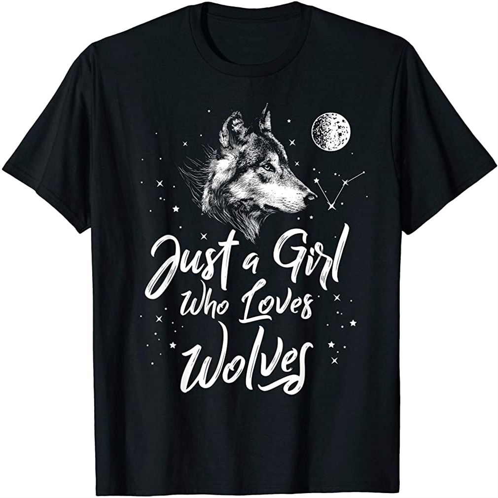 Just A Girl Who Loves Wolves Shirt Wolf Shirt Women Girls Plus Size Up To 5xl