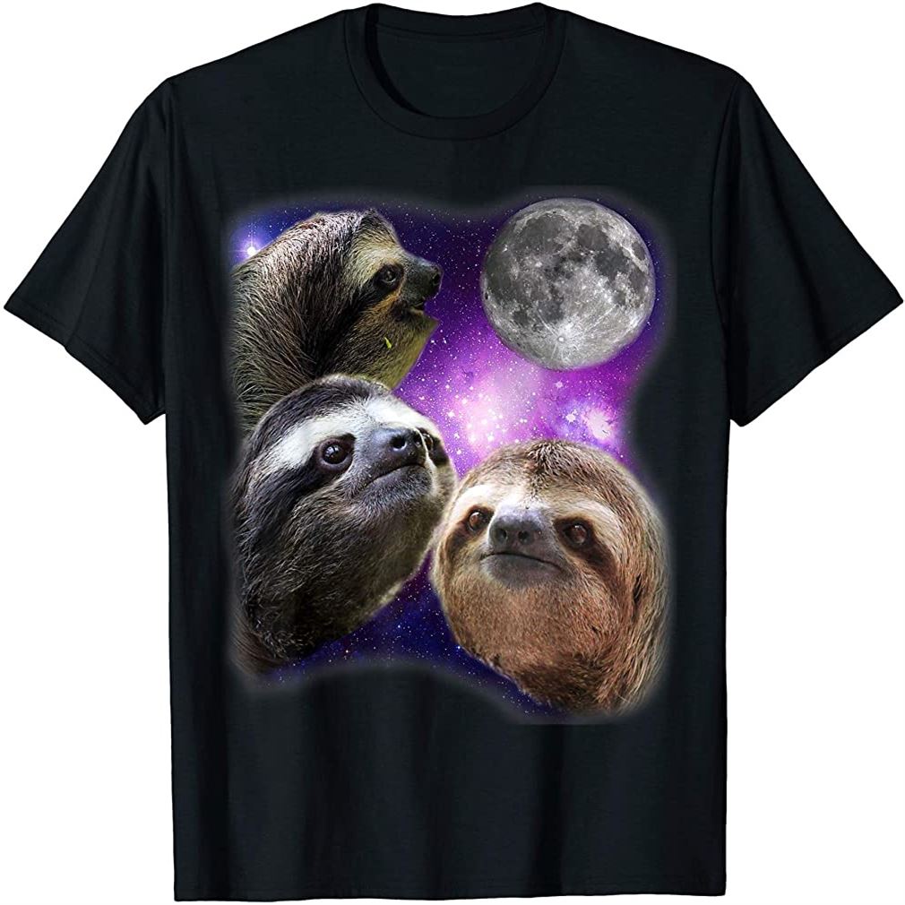 Sloth Shirt - Three Sloths Moon Parody Wolf Meme Shirt Plus Size Up To ...
