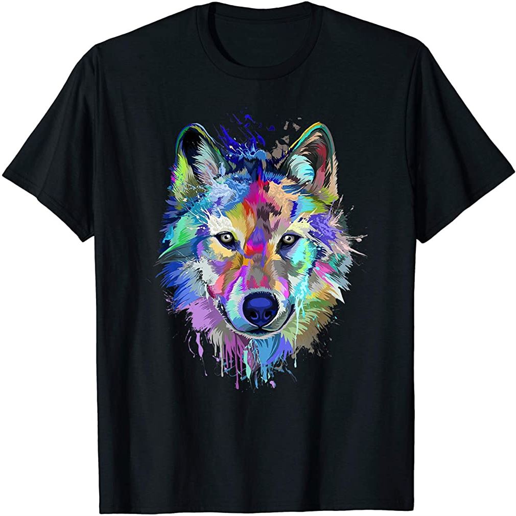 Splash Art Wolf T-shirt Gifts For Wolf Lovers T-shirt Plus Size Up To 5xl
