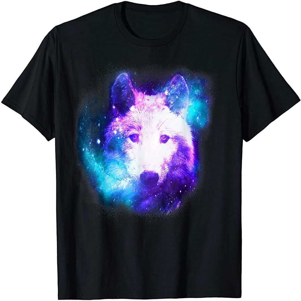 Wolf Galaxy Surreal Wild Lone Wolves Double Exposure Stars T-shirt Plus Size Up To 5xl