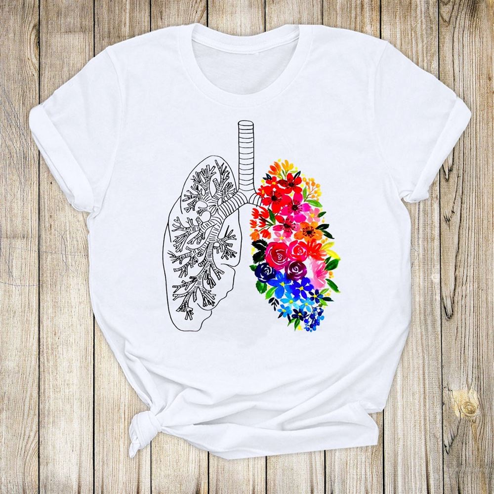 Colorful Floral Lung Awesome Respiratory Therapist T-shirt