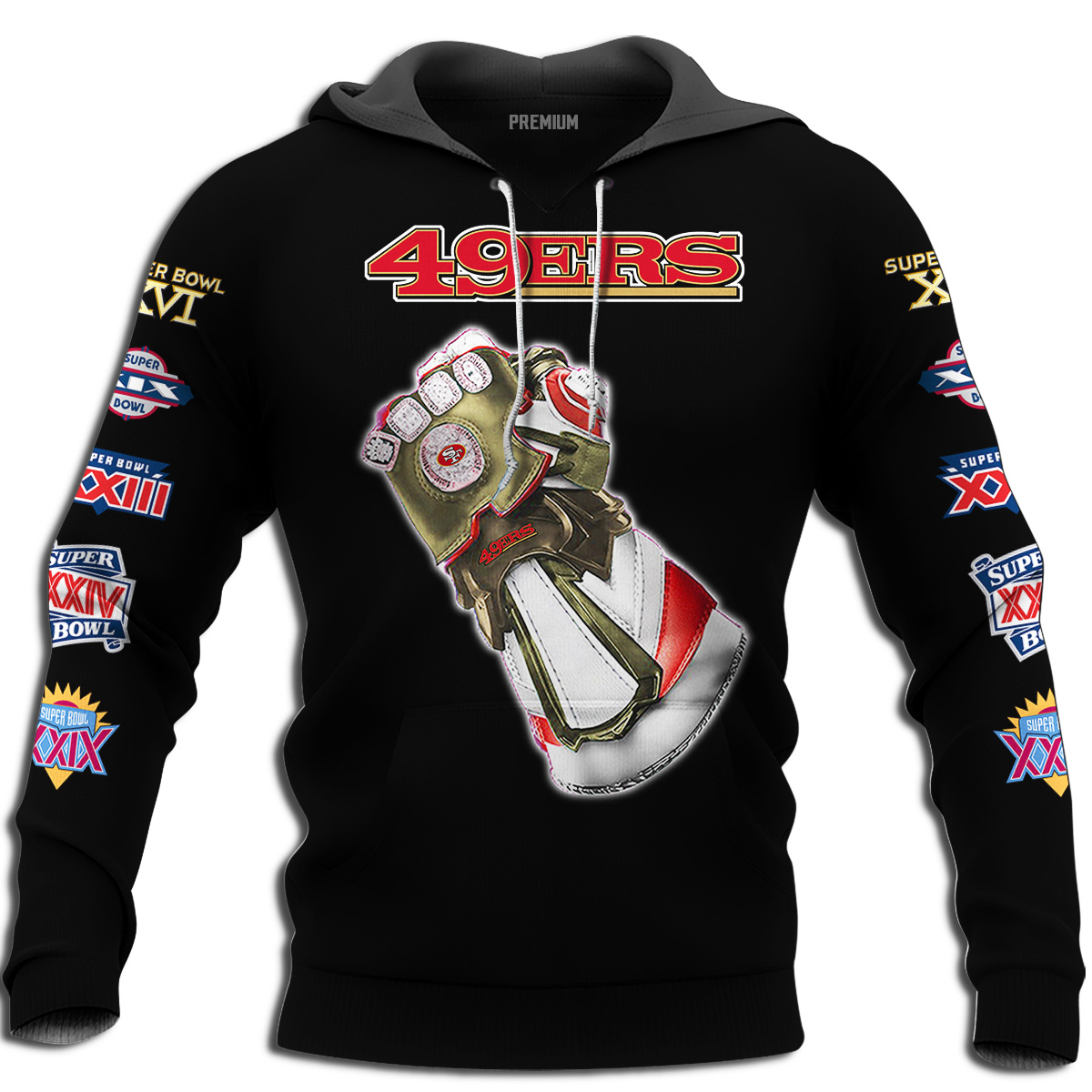 San Francisco 49ers Infinity Gauntlet Super Bowl Liv Champions Hoodie Full Size Up To 5xl