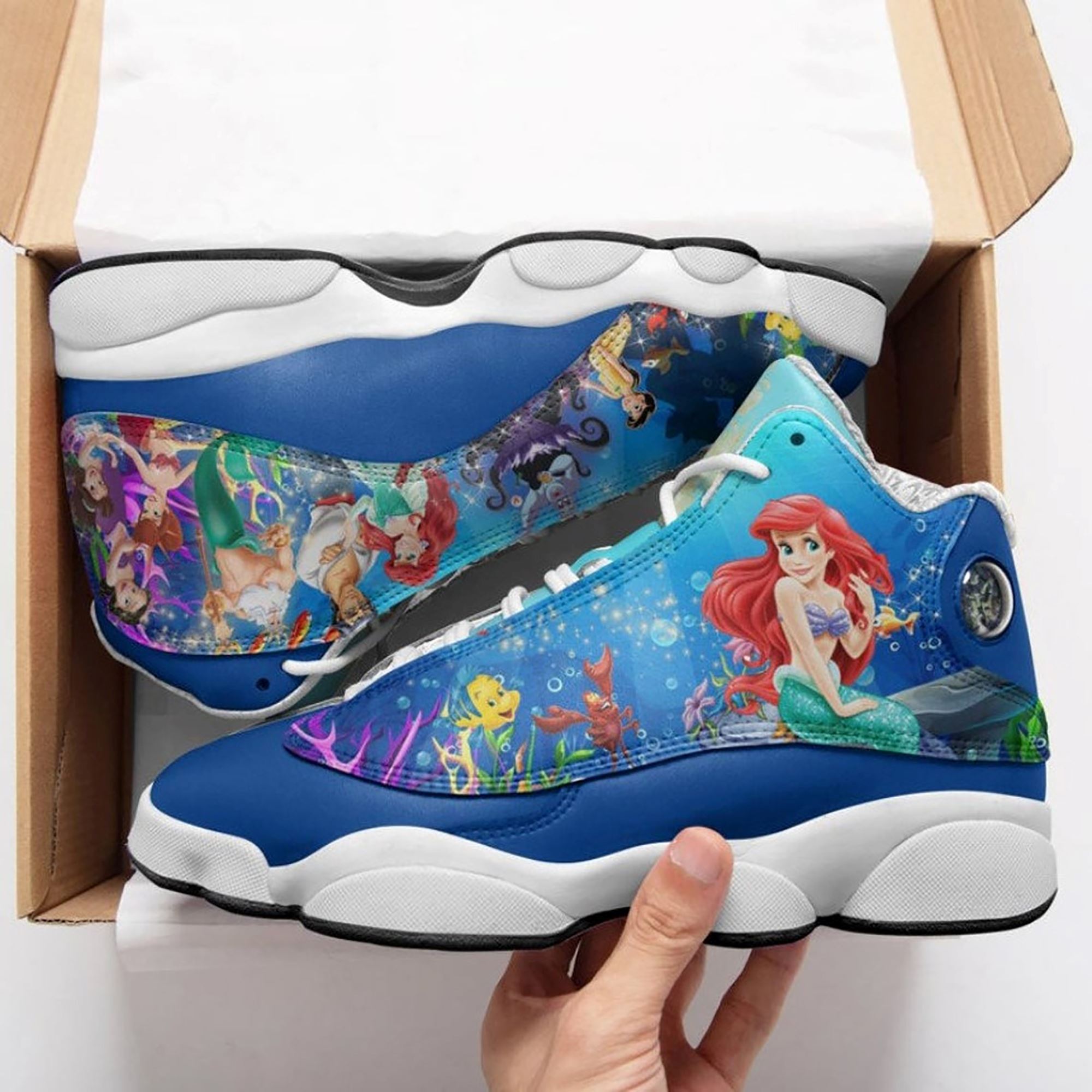 Disney Ariel Air Jordan 13 Shoes The Little Mermaid Shoes The Little Mermaid Sneakers The Little Mermaid Leather Shoes Gift For Woman