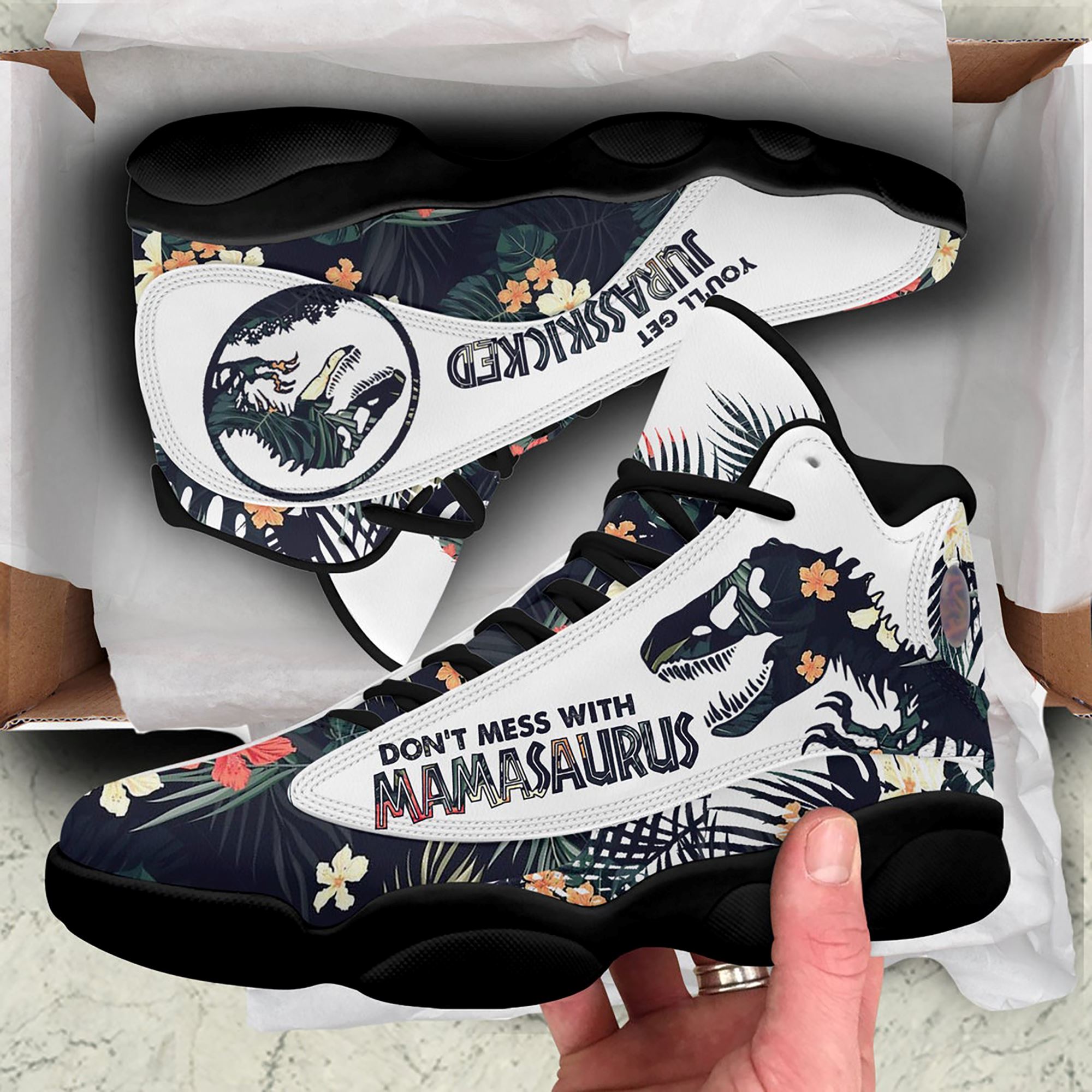 Dont Mess With Mamasaurus Jordan 13 Shoes Dinosaurus Gift Dinosaur Shoes Womens Shoes Mens Shoes Gift Box Shoes Sneaker For Mom