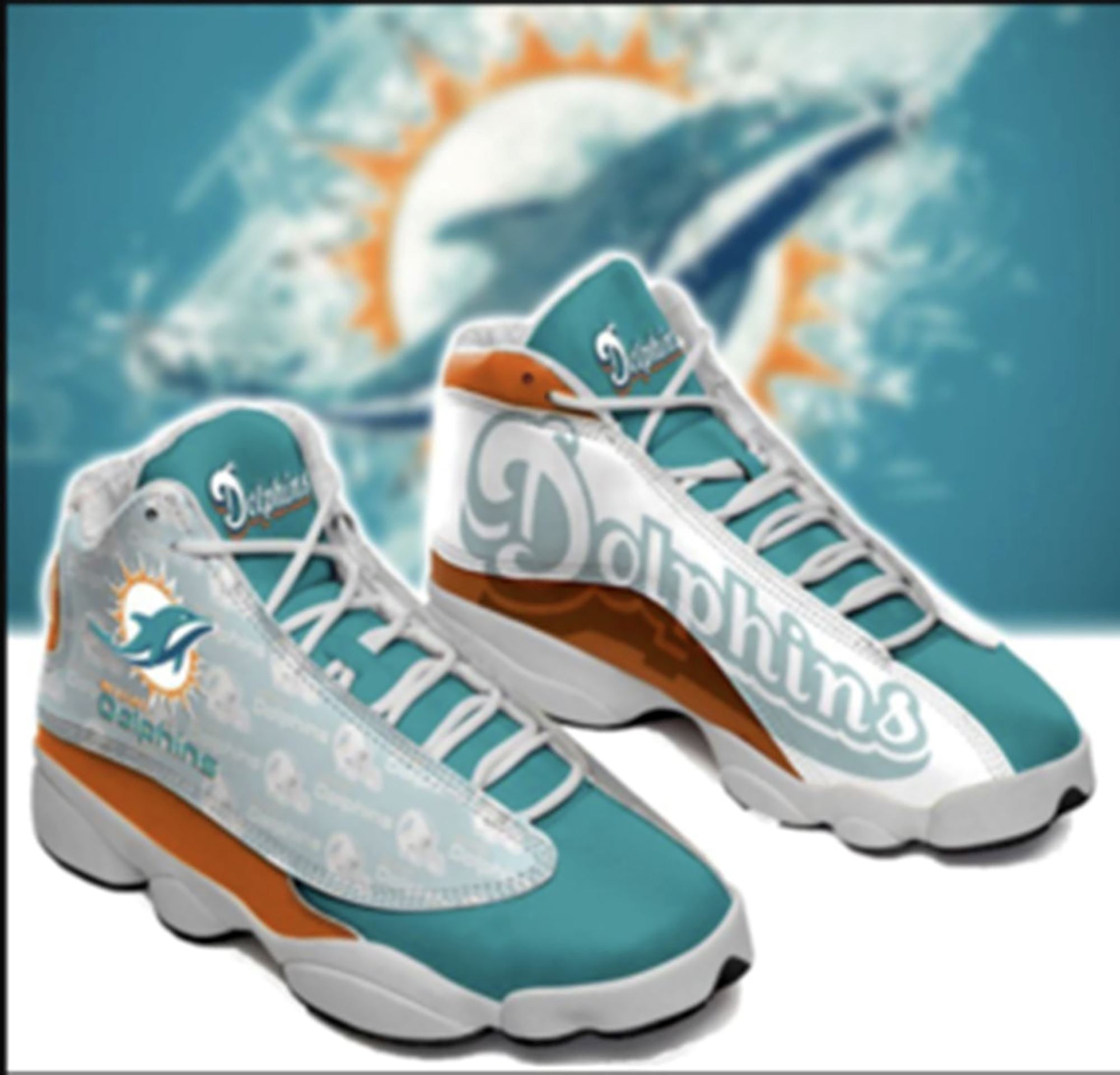 Miami Dolphins Air Jordan 13 Sneakers Sport Shoes Unisex Shoe Gift Birthday Gift For The Fans Gift For Him And Her