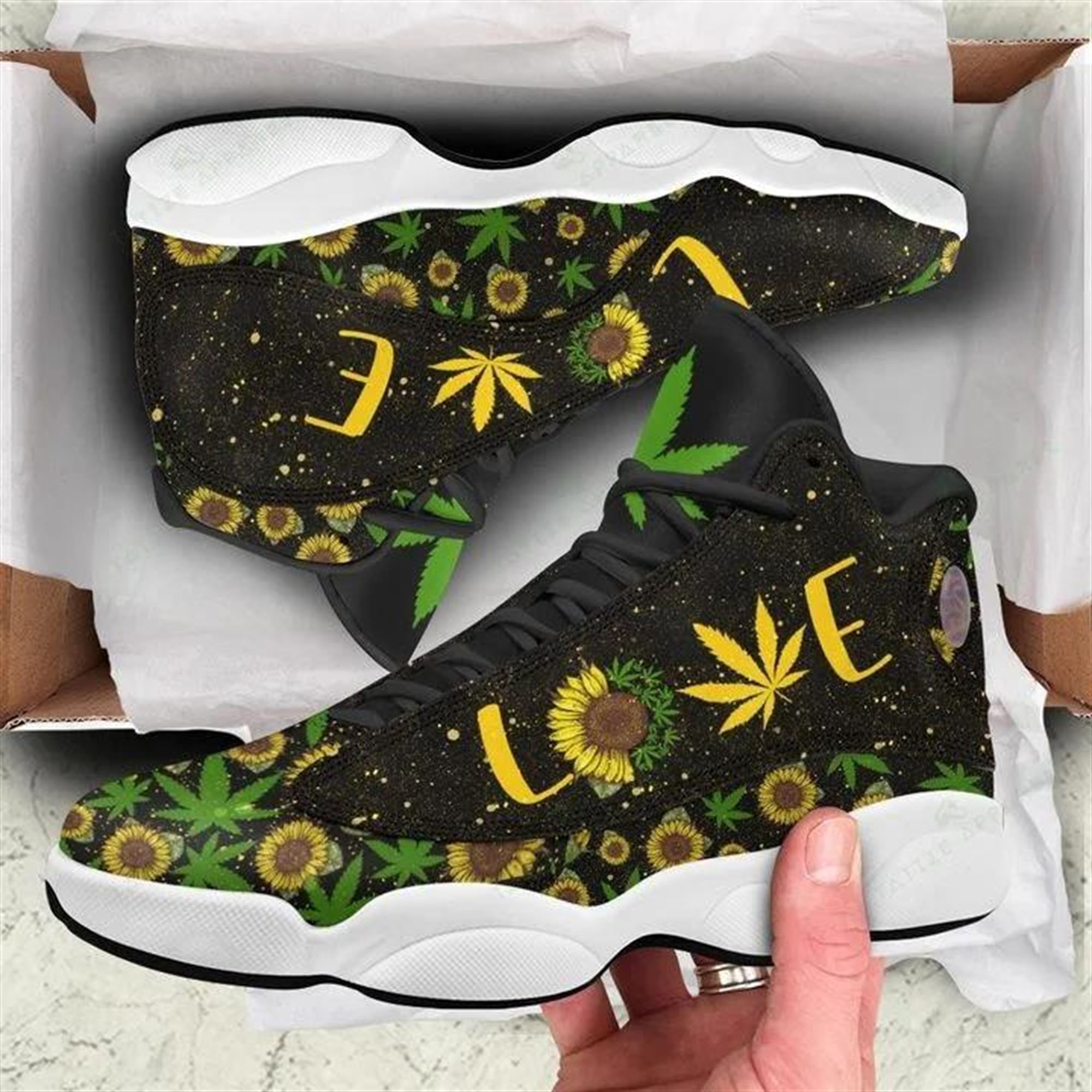 Weed You Are My Sunflower Air Jordan 13 Sneakers