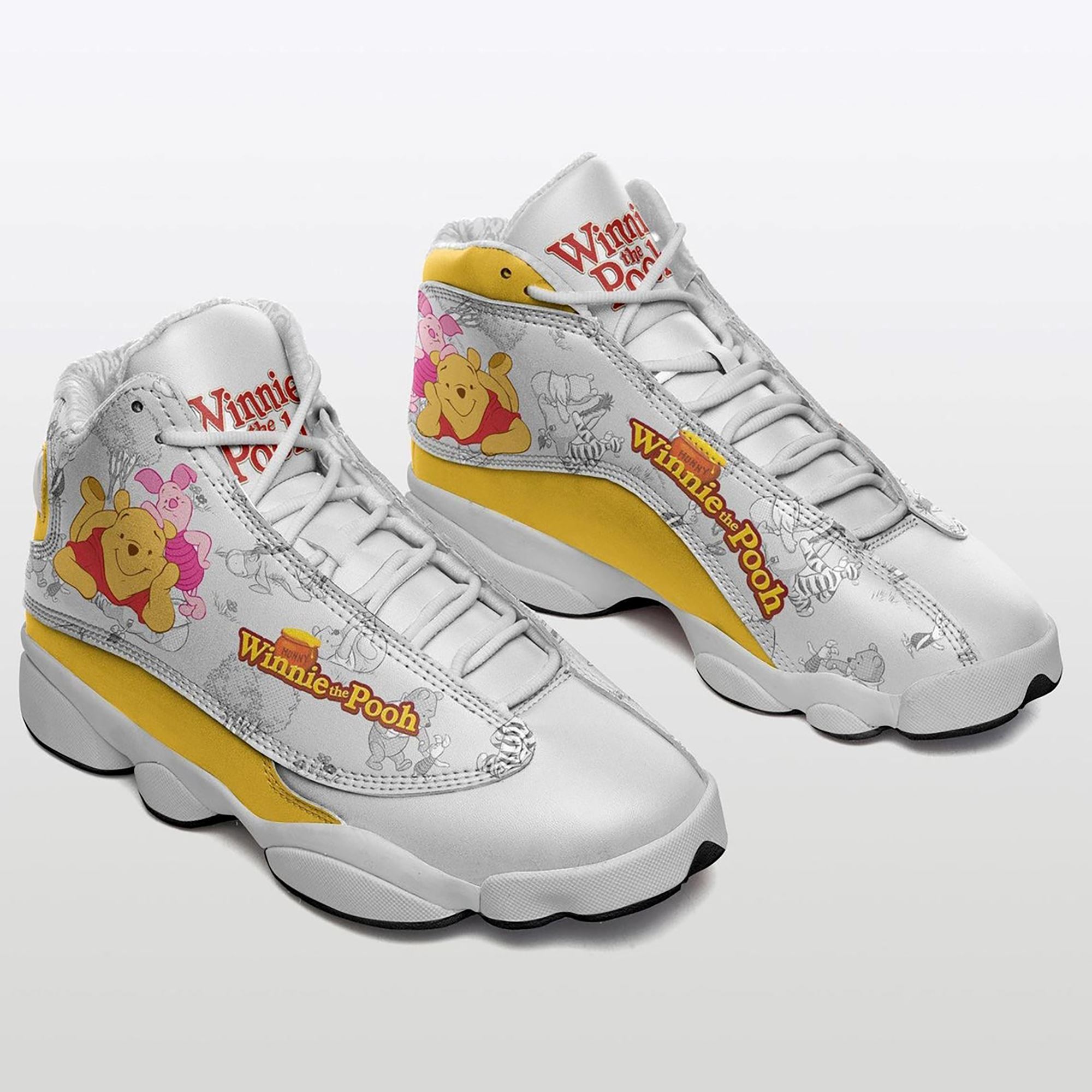 Winnie-the-pooh Air Jordan 13 Shoes Pooh Bear Sport Shoes Winnie The Pooh Leather Shoes Pooh Bear Fans Gift Running Shoes