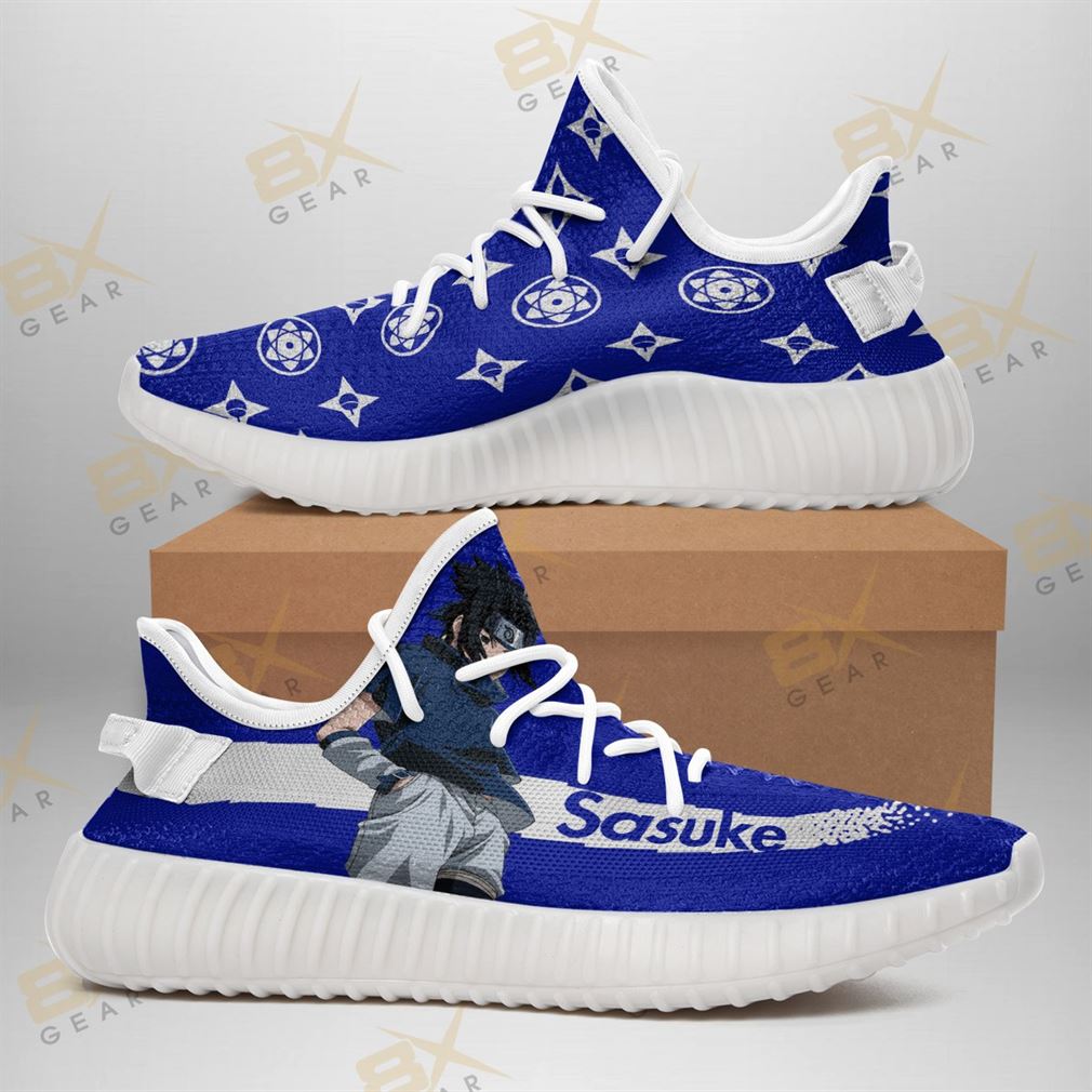 Cool Sasuke Yeezy Sneakers Fashion Mixed Naruto Anime Fan Yeezy Sneakers Shoes White