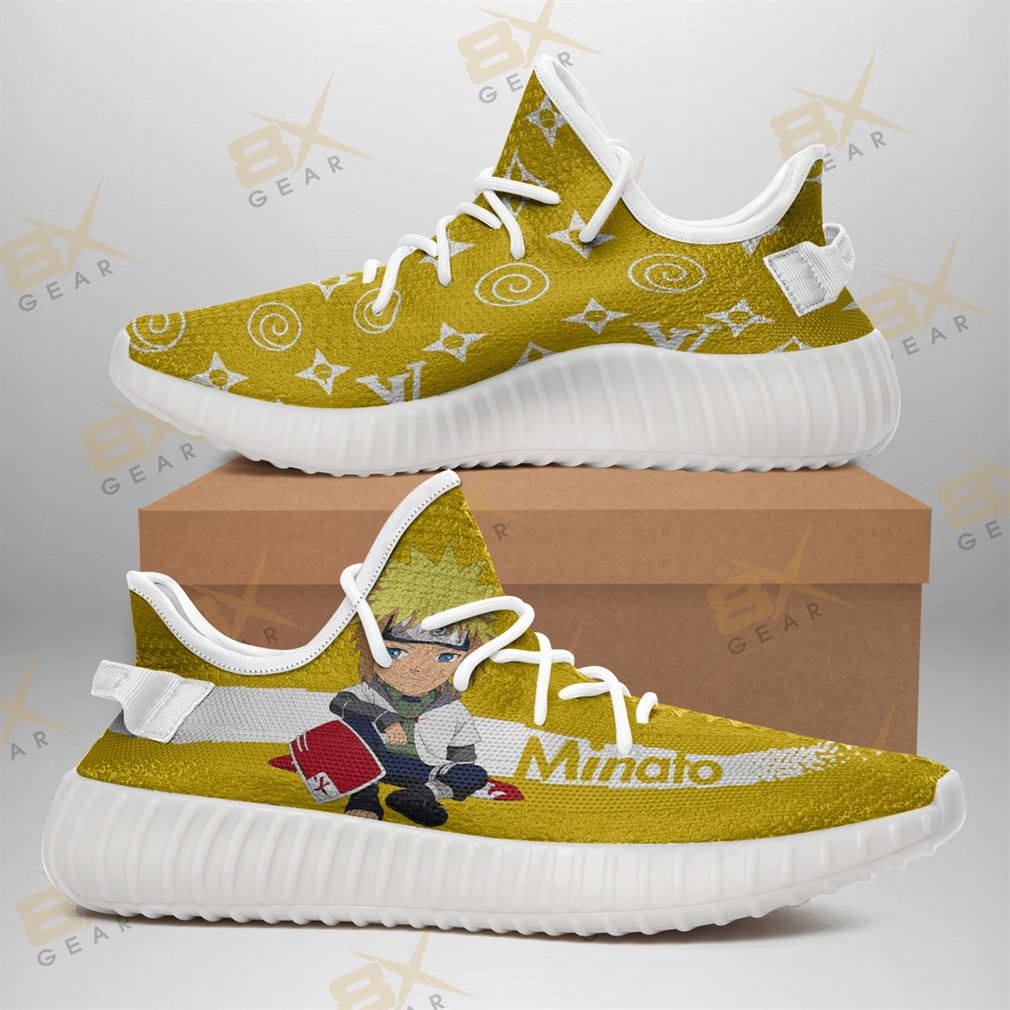 Cute Minato Naruto Yeezy Sneakers For Anime Fan Gift Yeezy Sneakers Shoes White