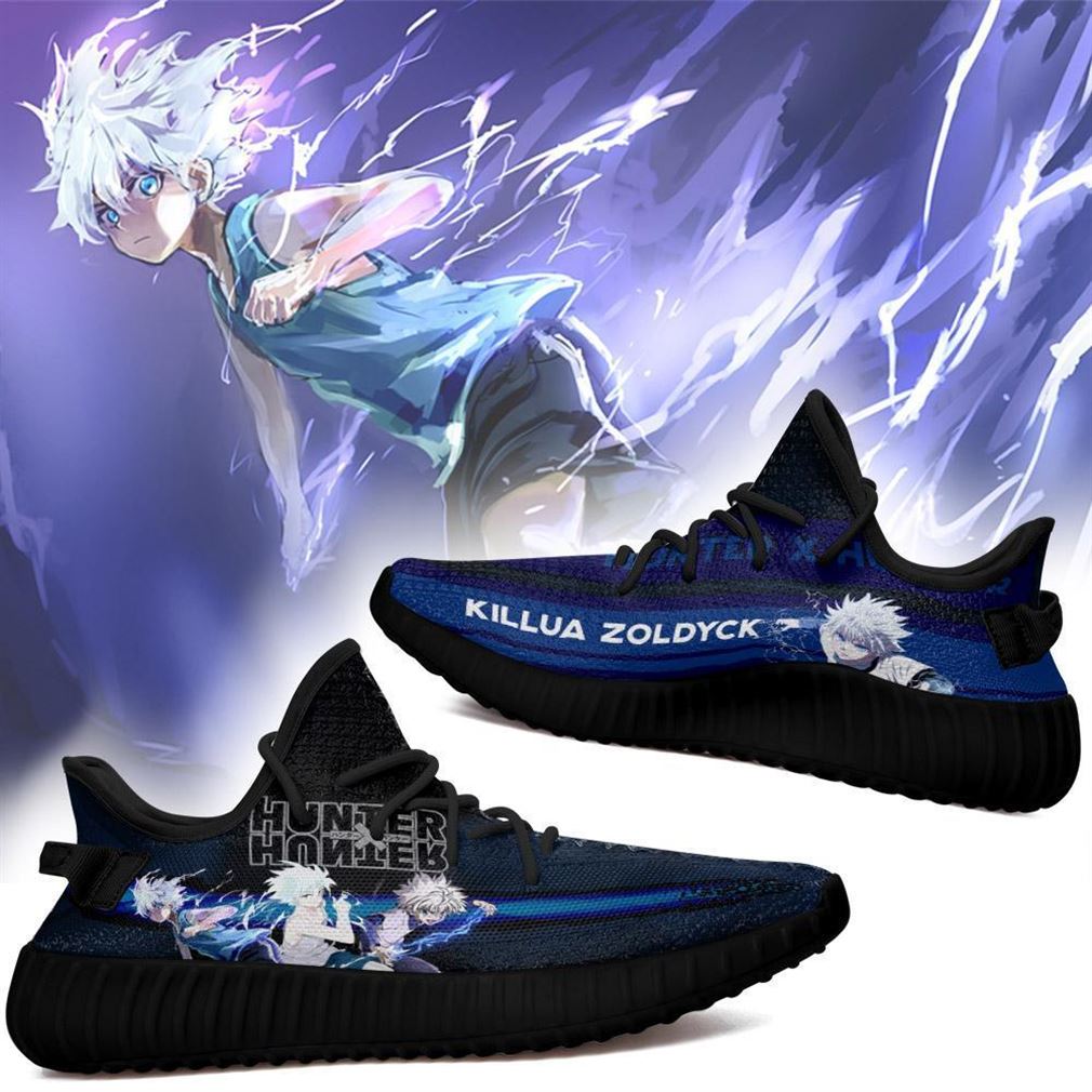 Killua Yz Sneakers Custom Hunter X Hunter Shoes Anime Yeezy Sneakers Shoes Black