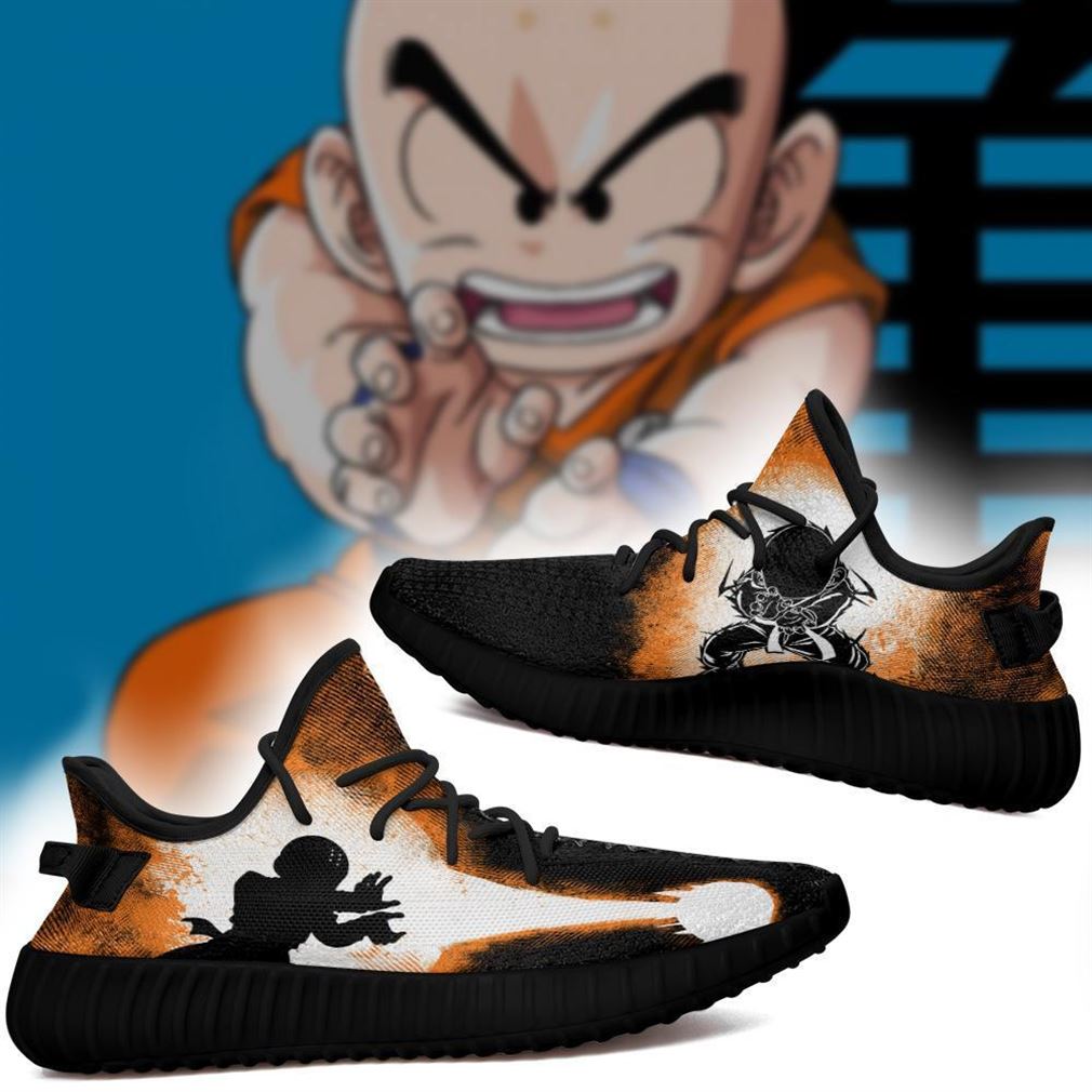 Krillin Silhouette Yz Sneakers Skill Custom Dragon Ball Z Shoes Anime Yeezy Sneakers Shoes Black