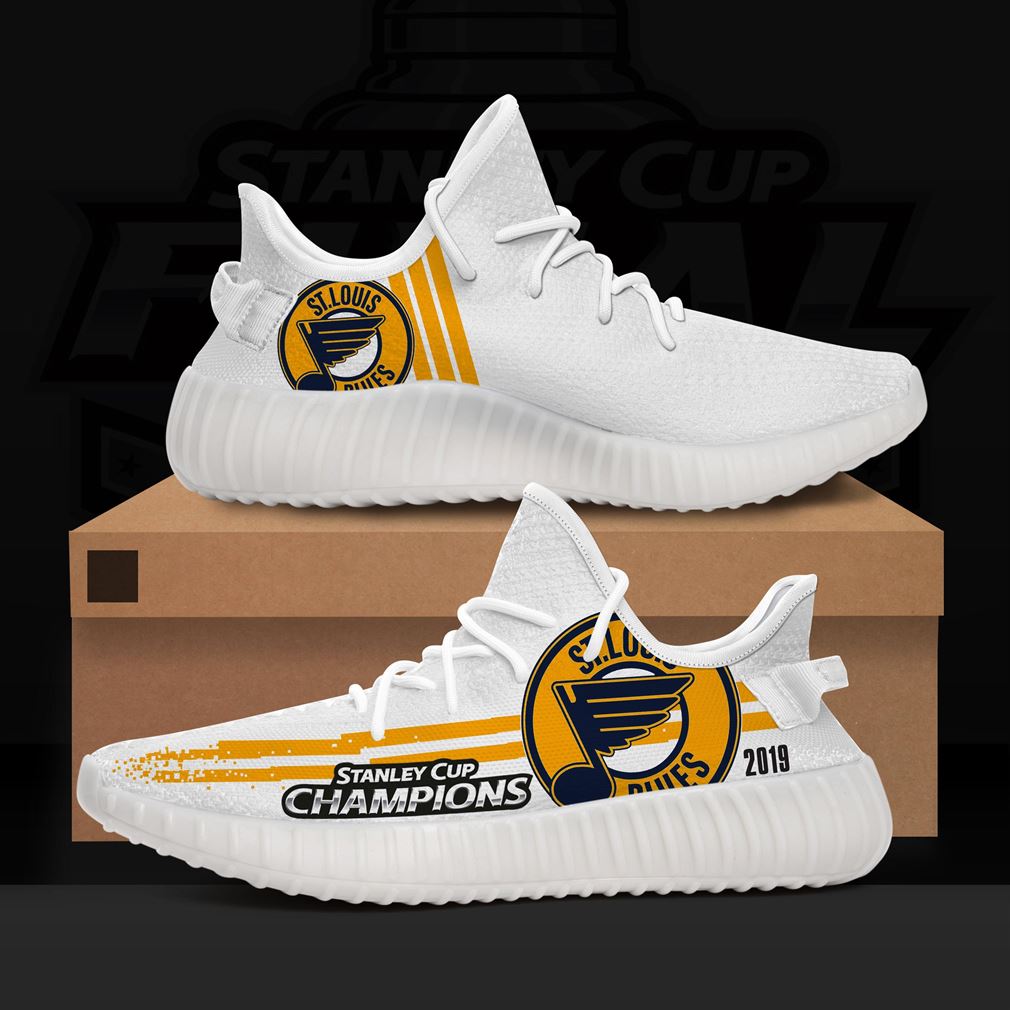 St Louis Blues White Nhl Teams Yeezy Sneakers Shoes - Luxwoo.com