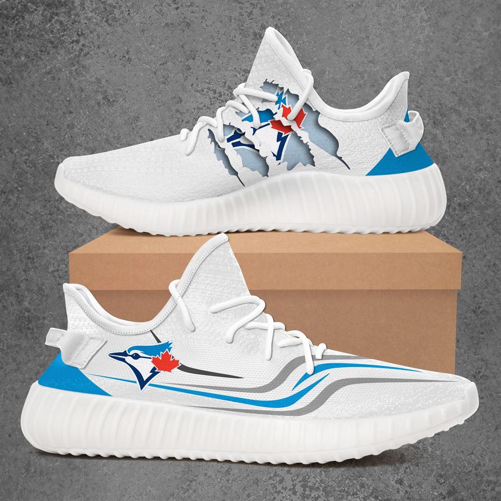 Toronto Blue Jays Mlb Sport Teams Yeezy Sneakers Shoes White - Luxwoo.com