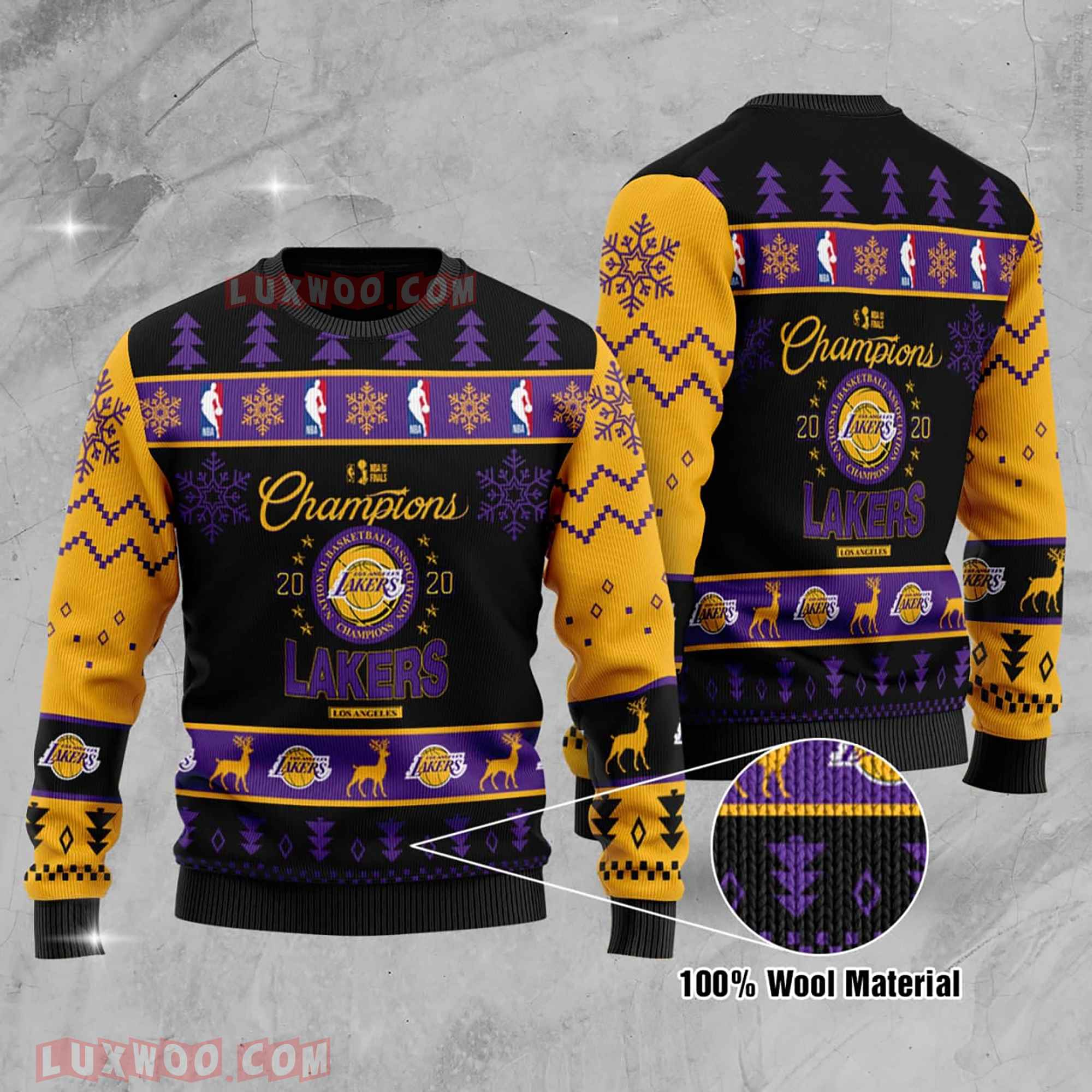 Los Angeles Lakers Nba Champions La Laker Nba Champion Ugly Christmas Sweater Wool Material