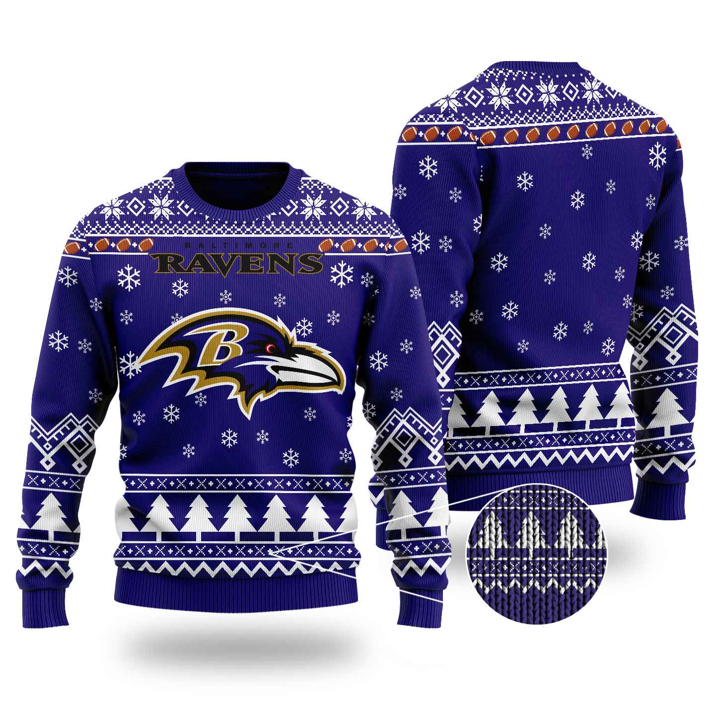 Nfl Baltimore Ravens Chibi Ugly Christmas Sweater Wool Material ...