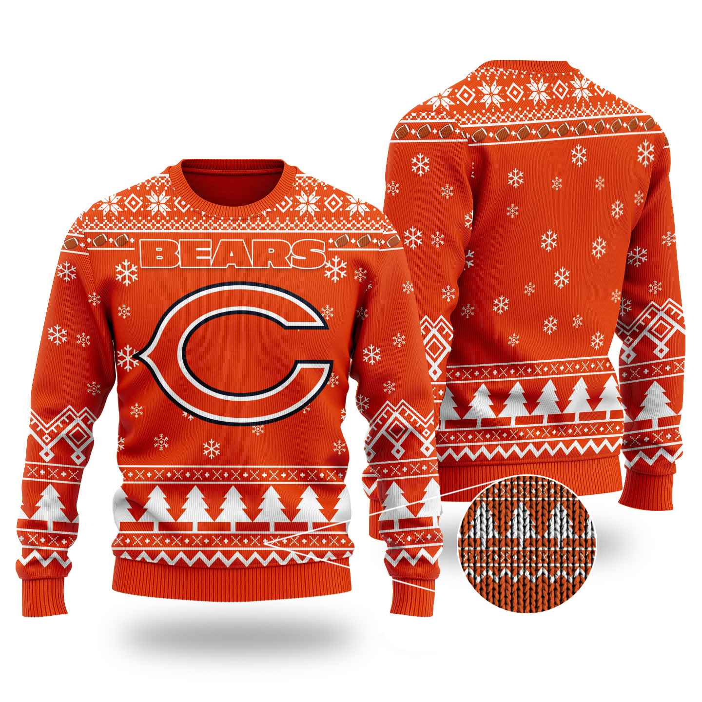 Nfl Chicago Bears Chibi Ugly Christmas Sweater Wool Material