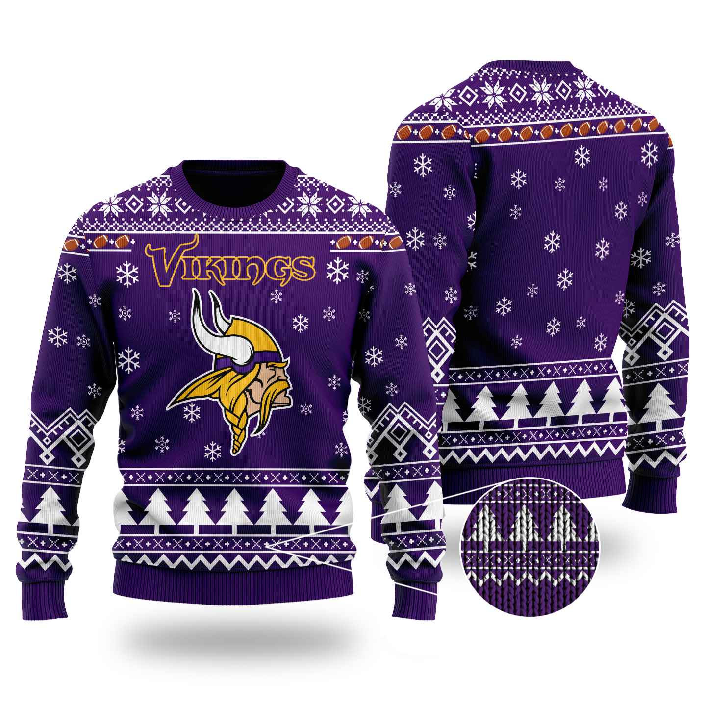 Nfl Minnesota Vikings Chibi Ugly Christmas Sweater Wool Material ...