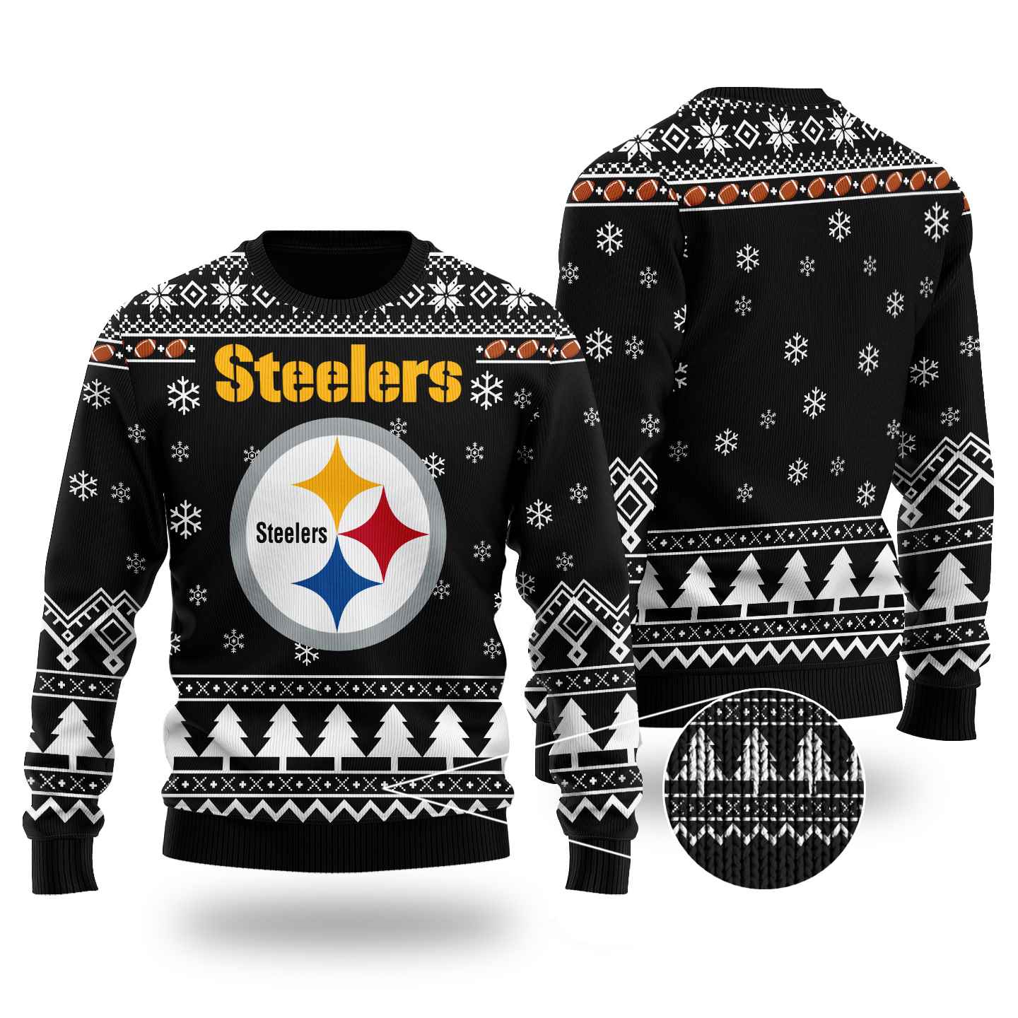 Nfl Pittsburgh Steelers Chibi Ugly Christmas Sweater Wool Material