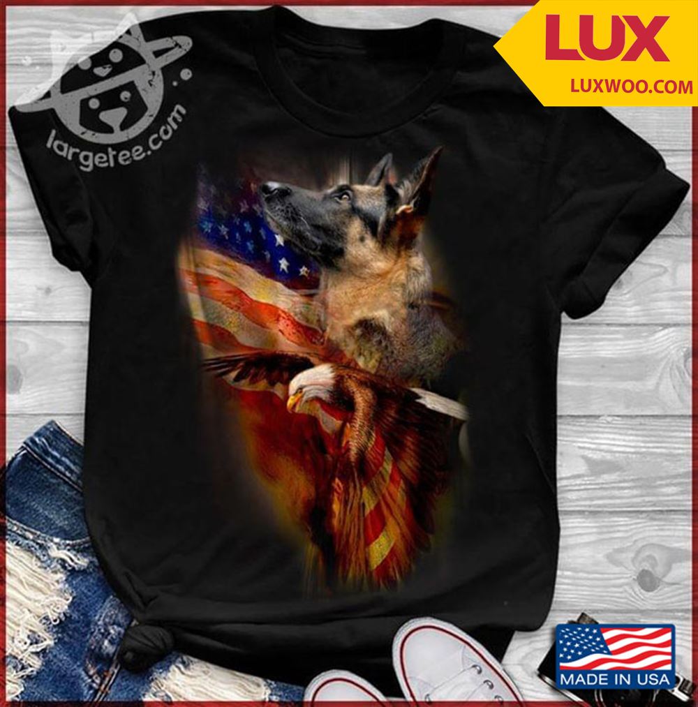German Shepherd Eagle And American Flag Shirt Size Up To 5xl