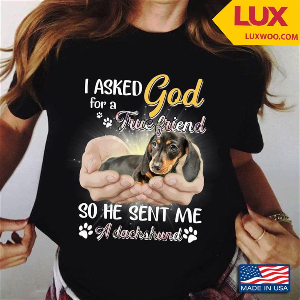 I Asked God For A True Friend So He Sent Me A Dachshund New Version Tshirt Size Up To 5xl