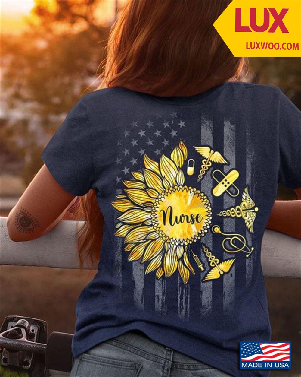 Nurse Sunflower American Flag Vintage Shirt Size Up To 5xl
