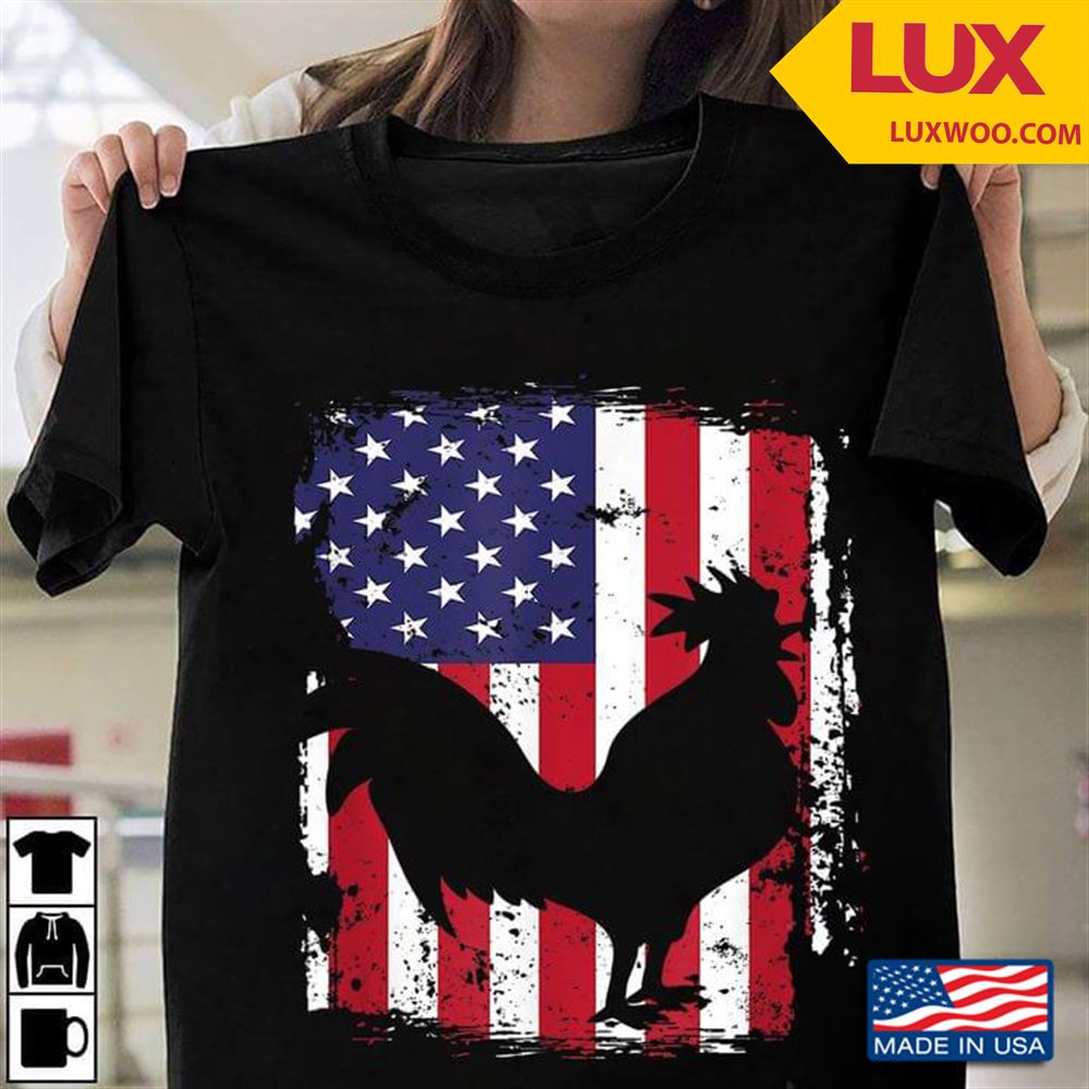 Rooster And American Flag Shirt Size Up To 5xl