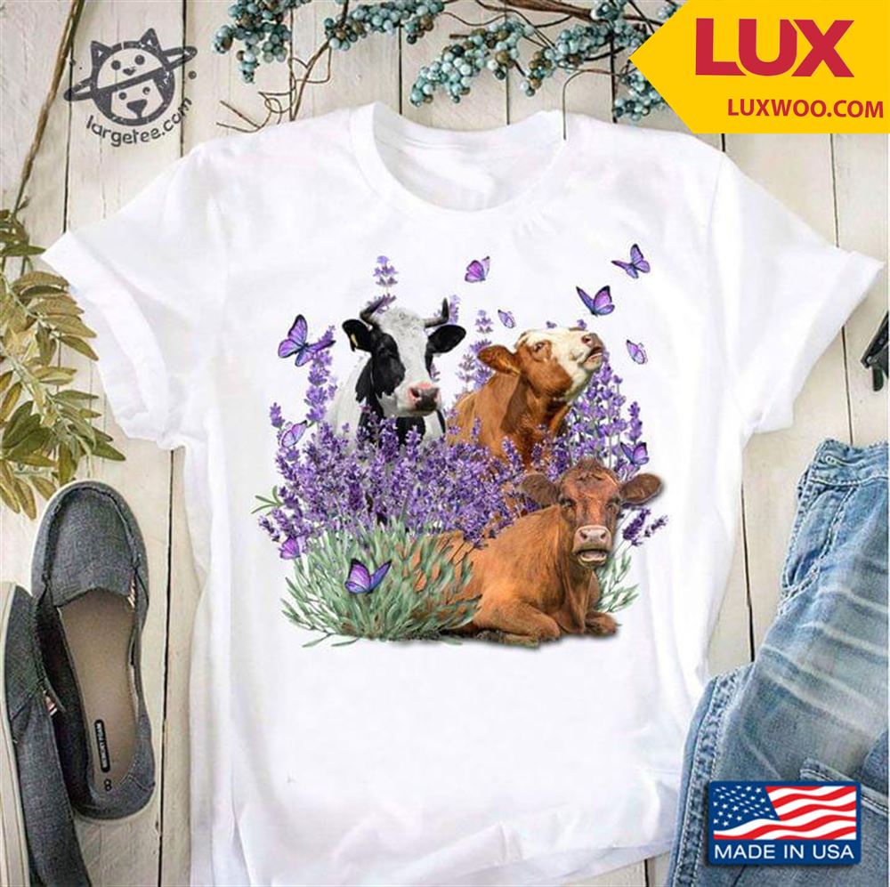 Three Cows Butterflies And Lavender Shirt Size Up To 5xl