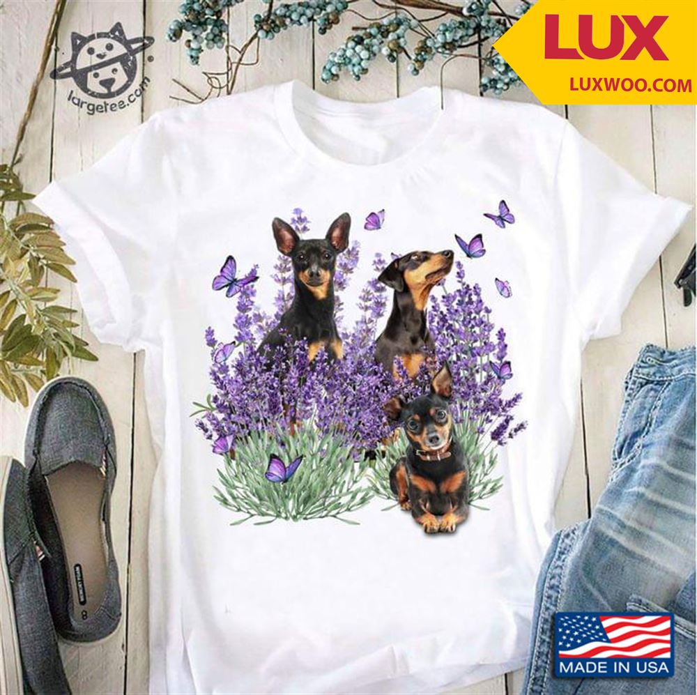 Three Lancashire Heelers Butterflies And Lavender Shirt Size Up To 5xl