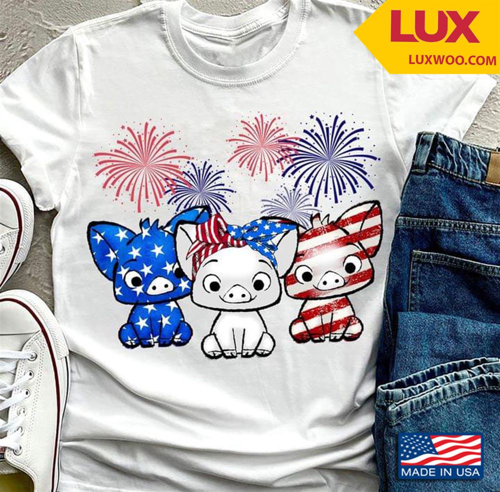 Three Pigs And Fireworks Happy Independence Day Shirt Size Up To 5xl