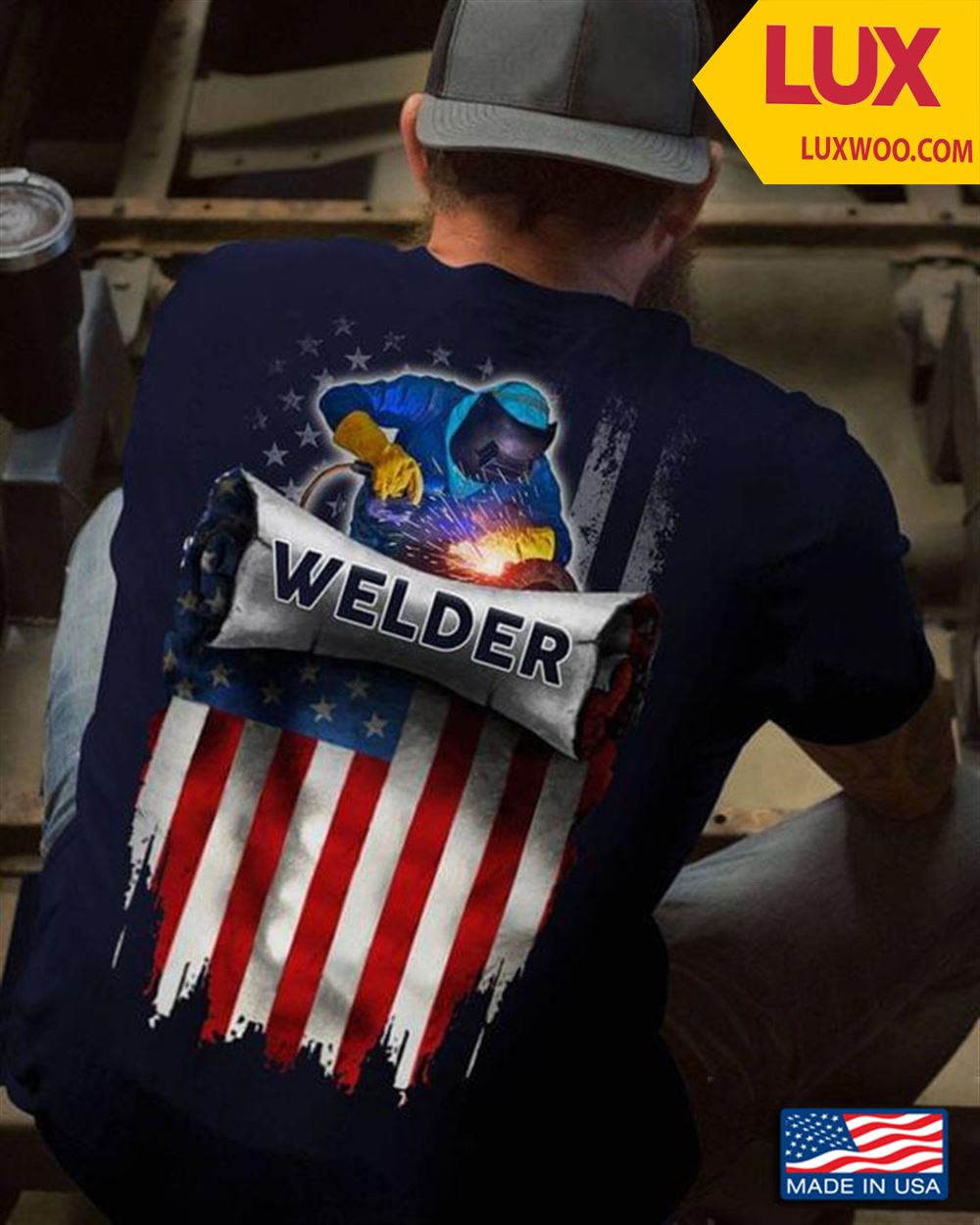 Welder American Flag Tshirt Size Up To 5xl
