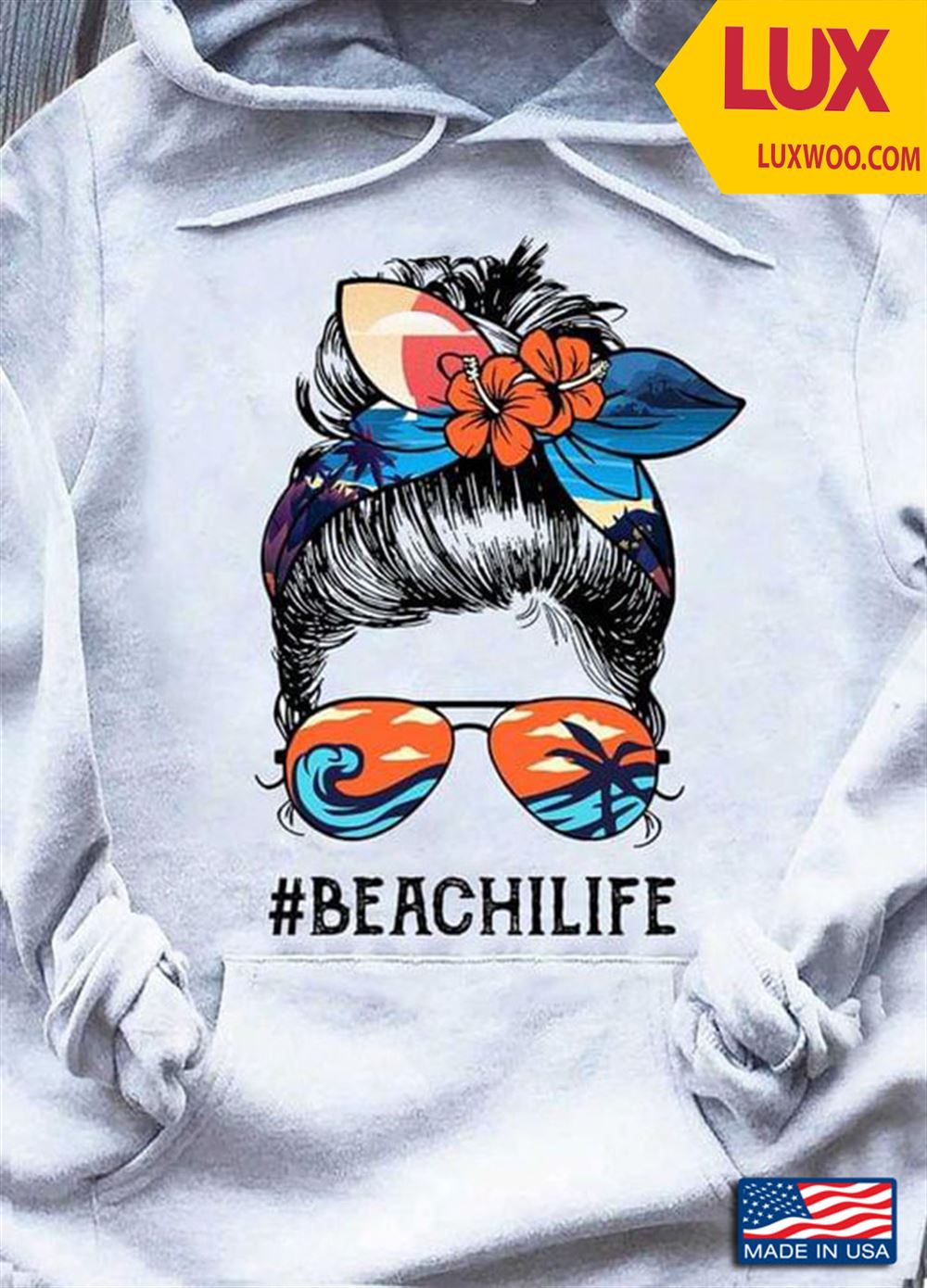 Beach Life Woman With Headband And Glasses Shirt Plus Size Up To 5xl