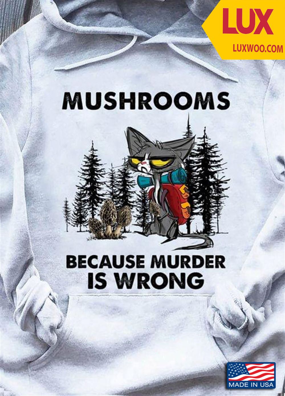 Cat Mushrooms Because Murder Is Wrong Tshirt Plus Size Up To 5xl