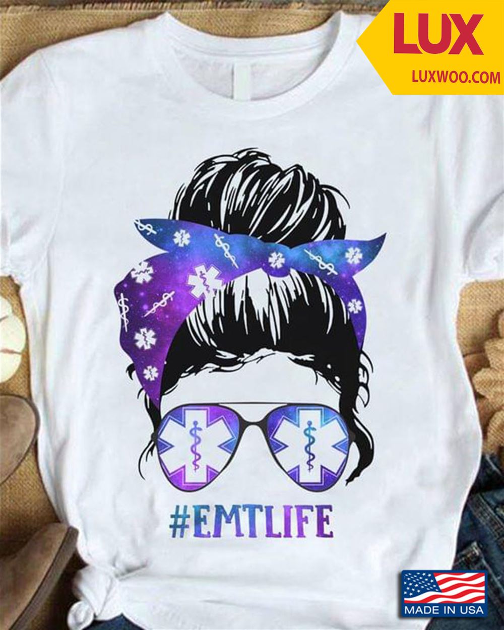 Emt Life Woman With Headband And Glasses Shirt Size Up To 5xl