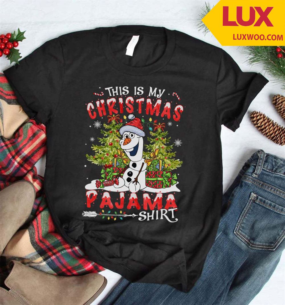 This Is My Christmas Pajama Shirt Snowman With Christmas Hat And Christmas Trees Shirt Plus Size Up To 5xl