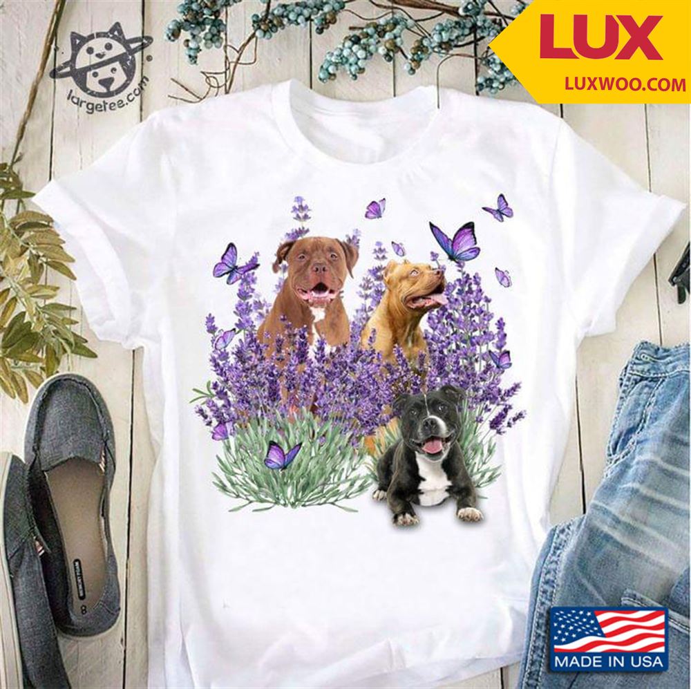 Three Dogue De Bordeaux Dogs Butterflies And Lavender Tshirt Size Up To 5xl