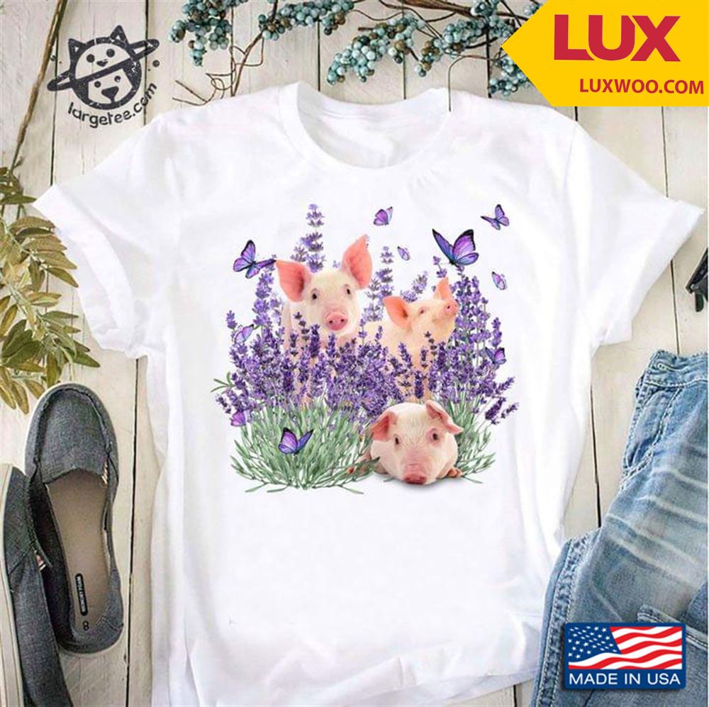 Three Pigs Butterflies And Lavender Tshirt Size Up To 5xl