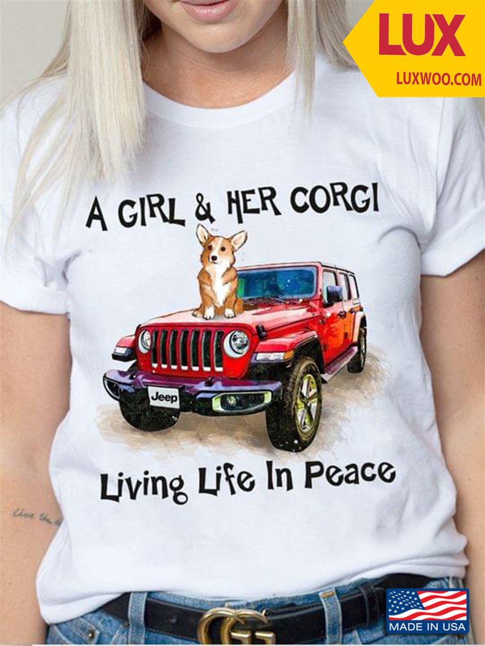 A Girl And Her Corgi Living Life In Peace Shirt Size Up To 5xl
