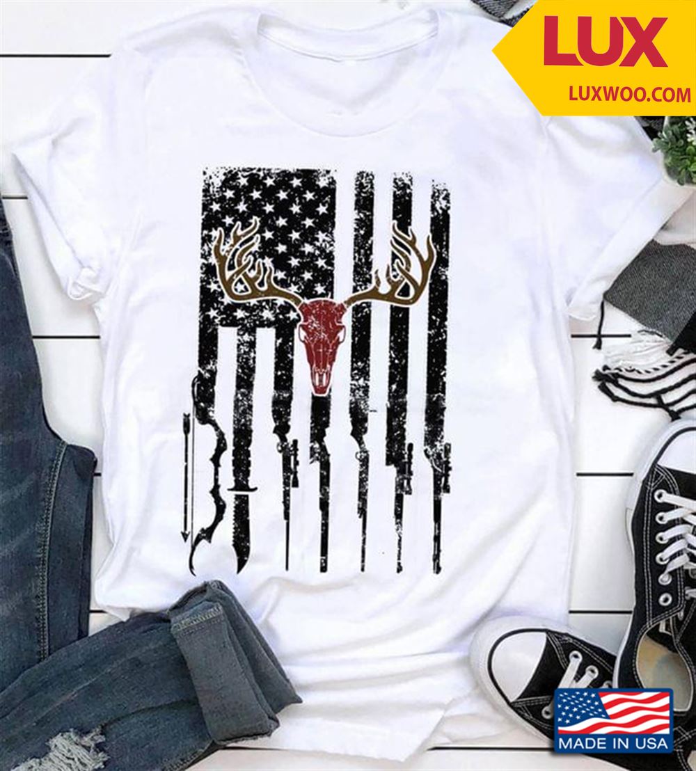 Deer Hunting American Flag Shirt Size Up To 5xl