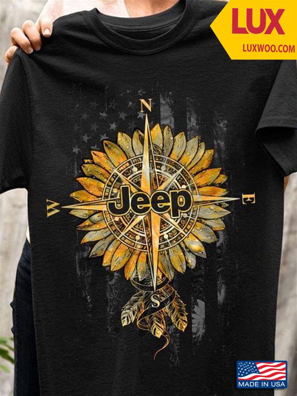 Jeep Sunflower Compas American Flag Tshirt Size Up To 5xl