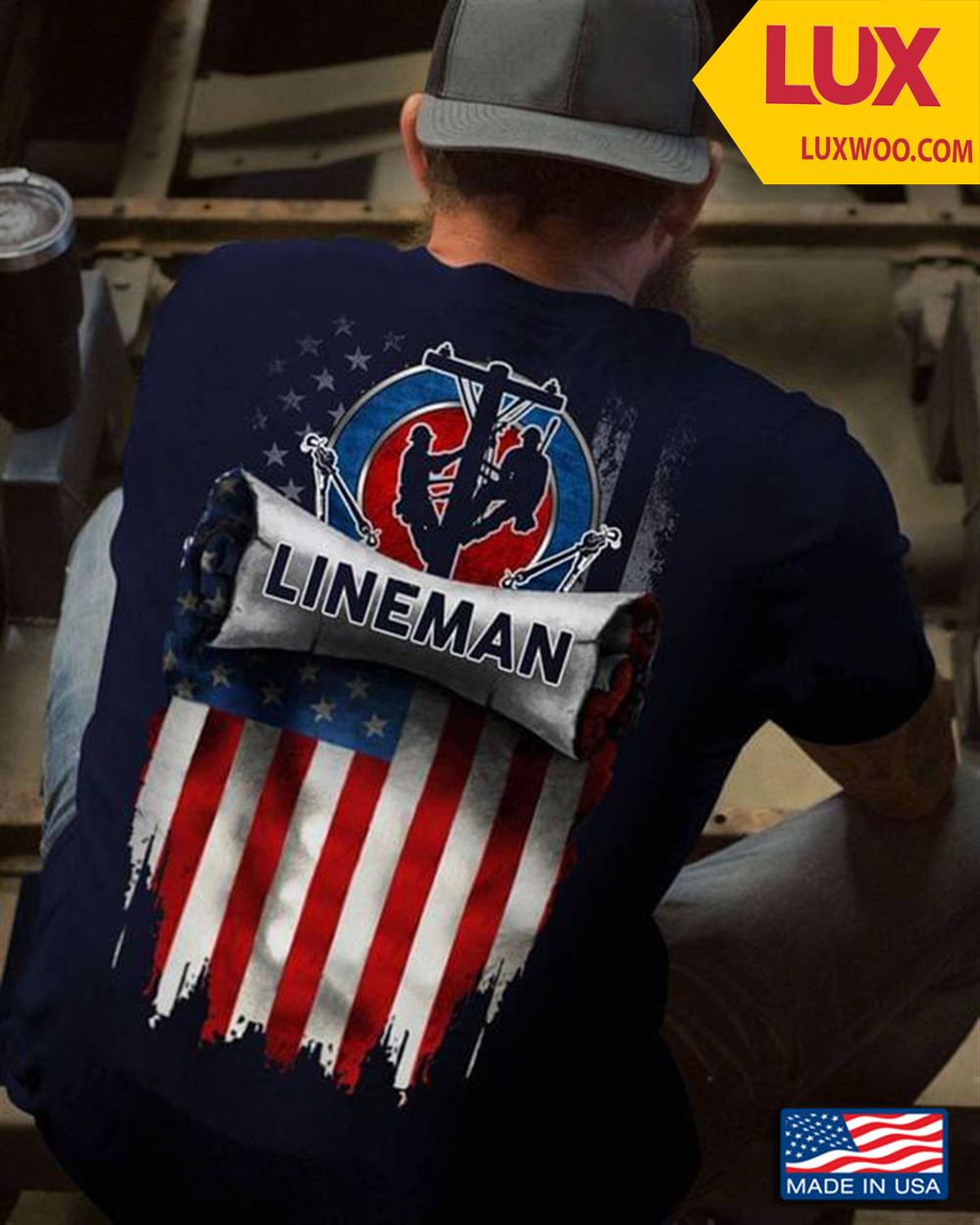Lineman American Flag Tshirt Size Up To 5xl