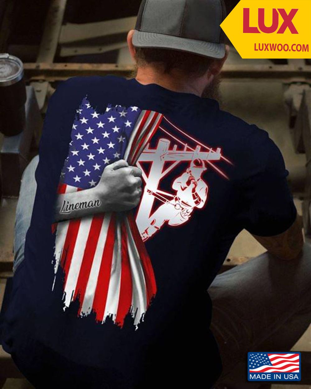 Lineman Inside American Flag Shirt Size Up To 5xl