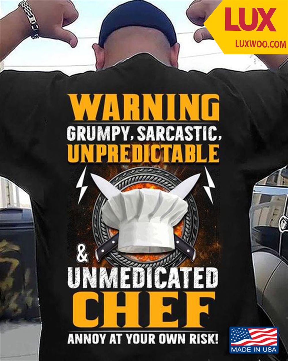 Warning Grumpy Sarcastic Unpredictable Unmedicated Chef Annoy At Your Own Risk Tshirt Size Up To 5xl