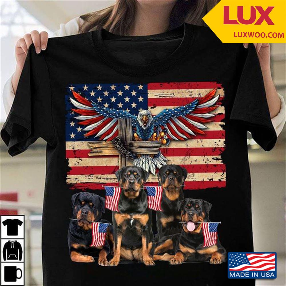 American Flag Eagle Rottweilers Tshirt Size Up To 5xl