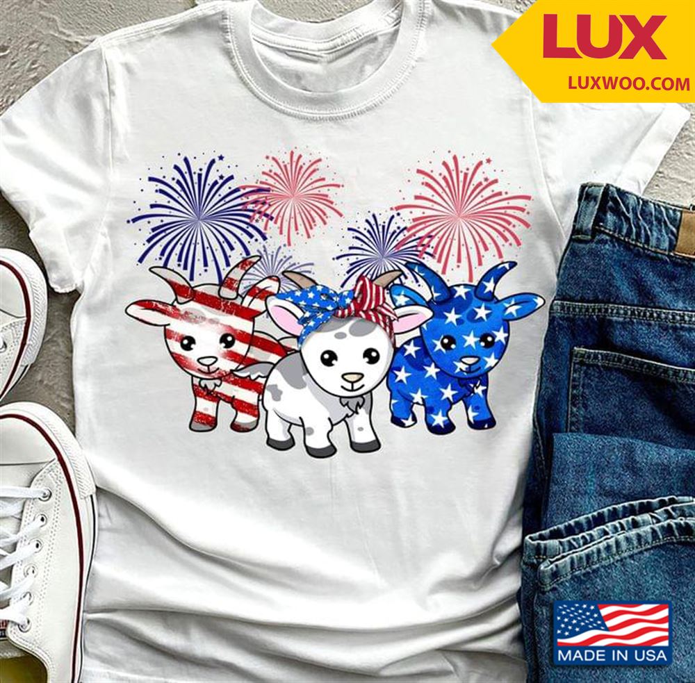 Three Goats And Fireworks Happy Independence Day Tshirt Size Up To 5xl
