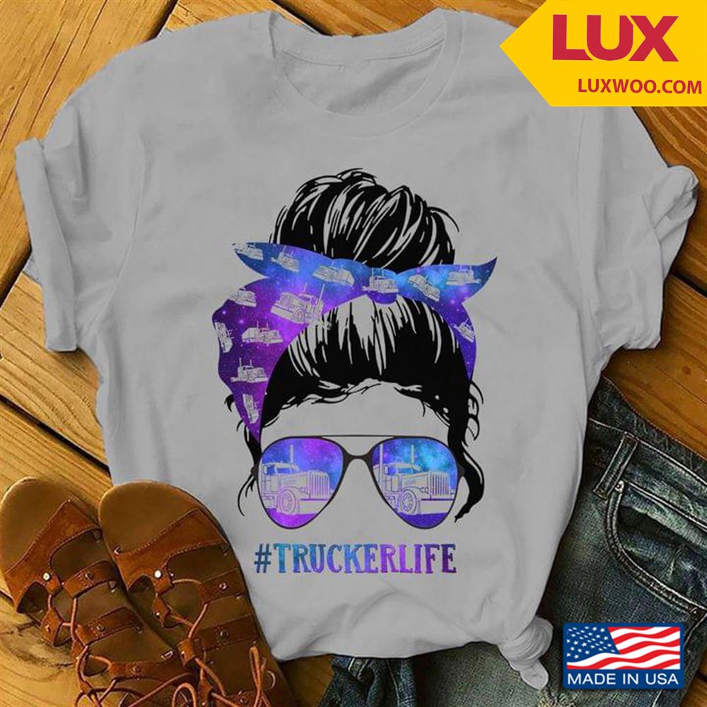 Trucker Life Woman With Headband And Glasses Tshirt Size Up To 5xl