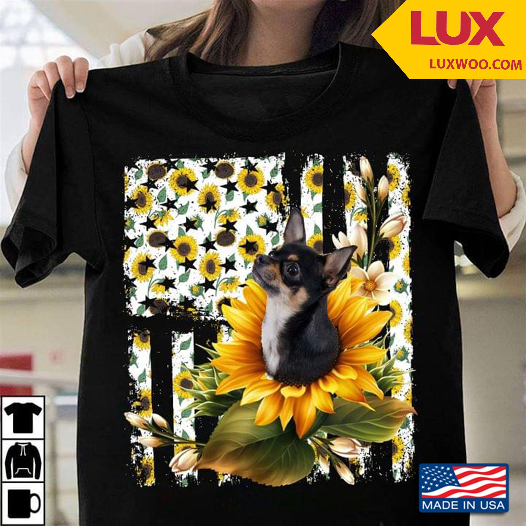 Chihuahua With Sunflower Tshirt Plus Size Up To 5xl
