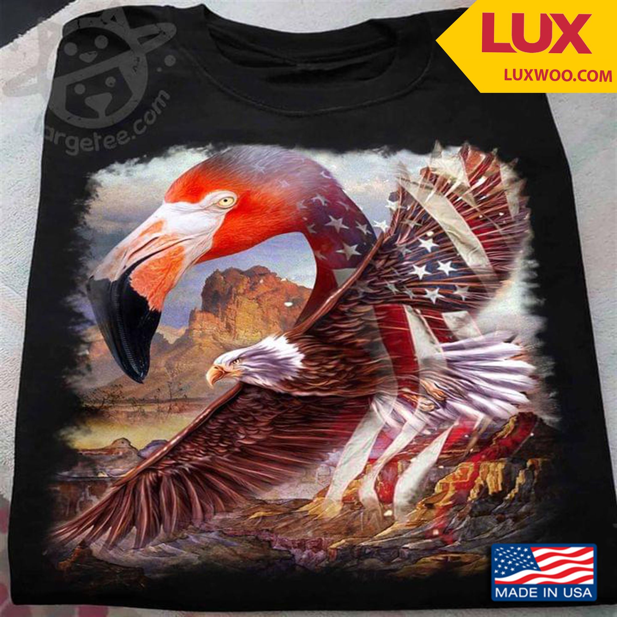 Flamingo Eagle And American Flag Shirt Size Up To 5xl