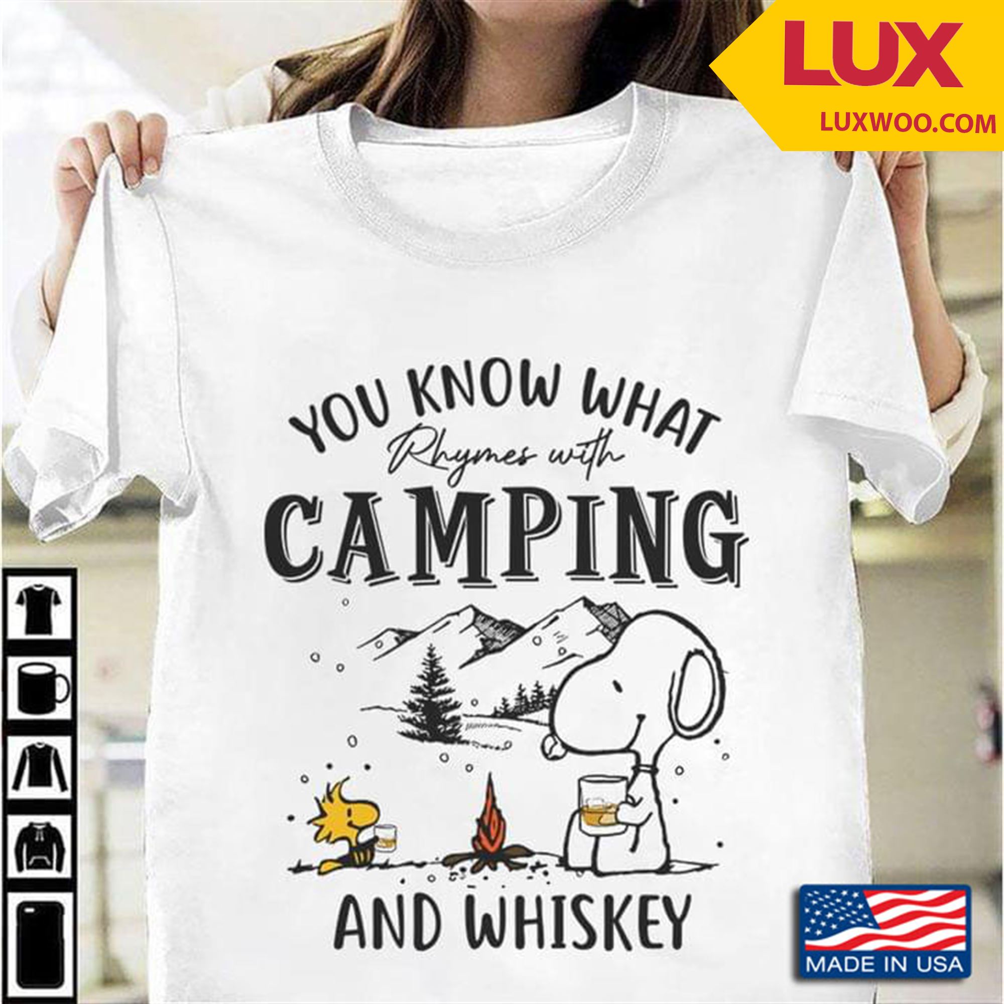 Snoopy You Know What Rhymes With Camping And Whiskey Tshirt Plus Size Up To 5xl