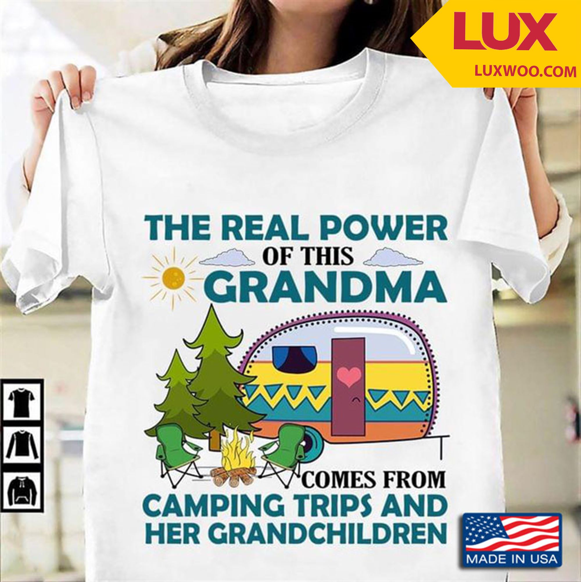 The Real Power Of This Grandma Comes From Camping Trips And Her Grandchildren Tshirt Plus Size Up To 5xl
