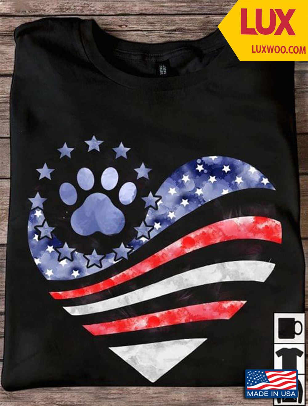 Dog Paw Heart American Flag Shirt Size Up To 5xl